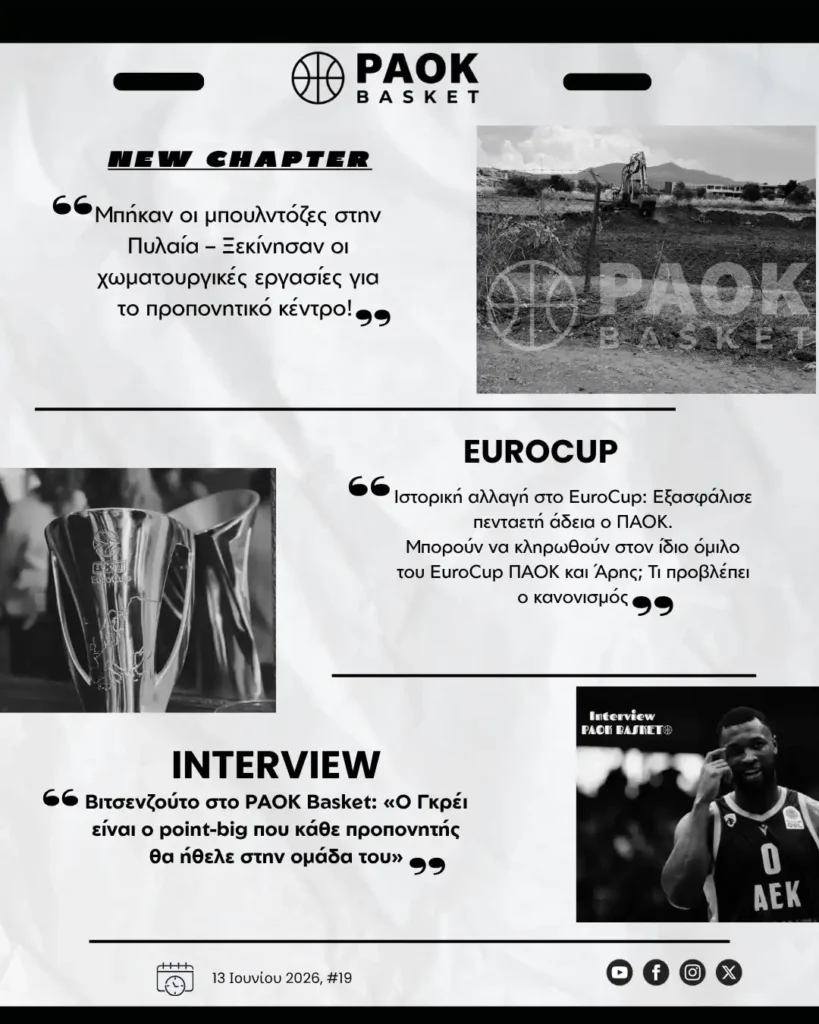 Το πρωτοσέλιδο του PAOK Basket Σάββατο 13 Ιουνίου 2026