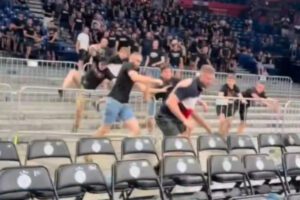 Ένταση και επέμβαση της αστυνομίας πριν το τζάμπολ στο Παρτιζάν – Ντουμπάι (video)